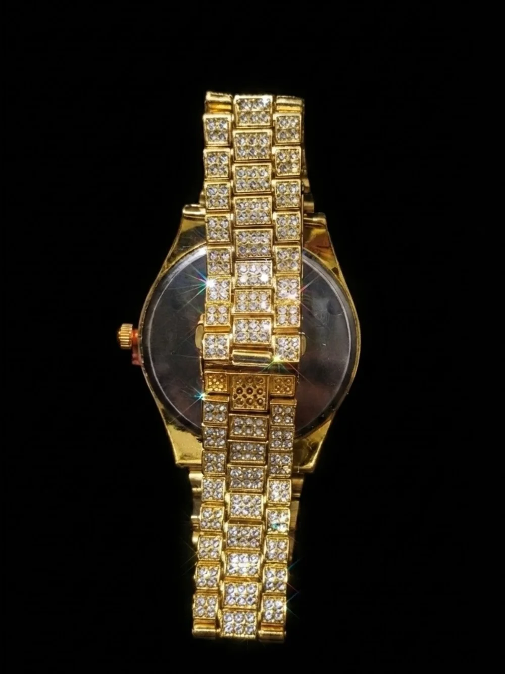 Gold and Blue Crystal Men's Watch - Luxury Dress Timepiece
